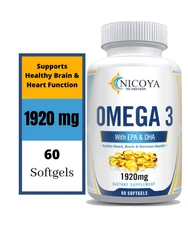 Omega 3 Fish Oil Capsules Triple Strength Joint Support 1920 mg EPA & DHA