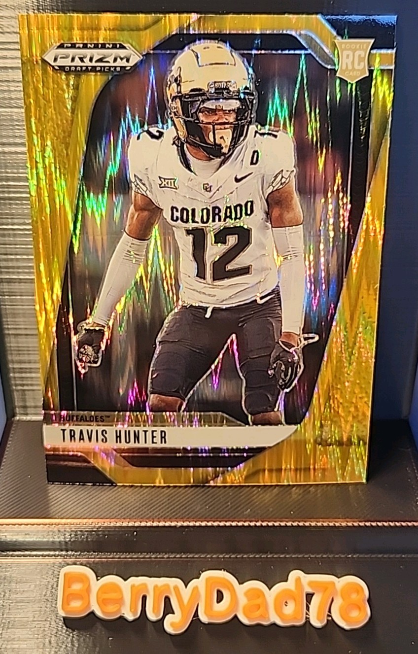 2025 Panini Prizm Draft Picks - Travis Hunter #20 Gold Flash Prizm /49 (RC)