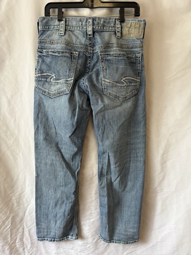 JEANS PLATEADOS Para Hombres 32x32 Lavado Ligero Calce Recto Denim Envejecido Estilo Informal - Imagen 2 de 5