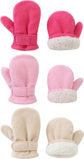 Baby Toddler Mittens 3Pack Boys Girls Winter Outdoor Gloves Kids Easy-On Fleece