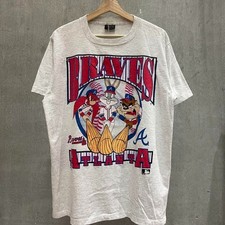 Atlanta Braves Looney Tunes T shirt 90s Maid in USA changes Size L Excellent JP