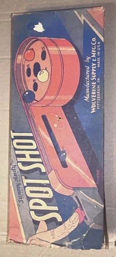 VINTAGE 1930-1950s Wolverine Tin Toy Spot Shot Marble Game w/ Box - RARE