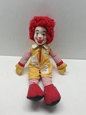 VTG 1984 Ronald McDonald 15" Plush Doll W/Plastic Face Red Yarn Hair Original