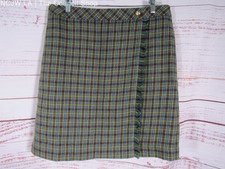 Talbots Women's Multi-Color Plaid Wool Blend Skirt Size 12