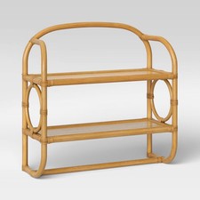 Rustic Rattan Wall Mounted Shelf  Towel Bar - Threshold Tan