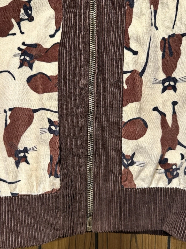 Chaqueta estilo blusa con cremallera vintage MCM gatos pana atómica abrigo retro siamés Foto 4 de 4