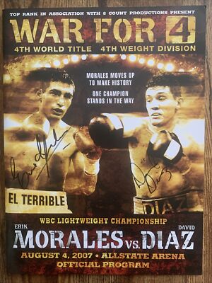Erik Morales vs David Diaz 2007 Signed Official  Program; LOA; PlusFolded Poster