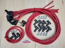 Ton's 90* Red 8mm Silicone Spark Plug Wires Universal Chevy GM HEI distributor