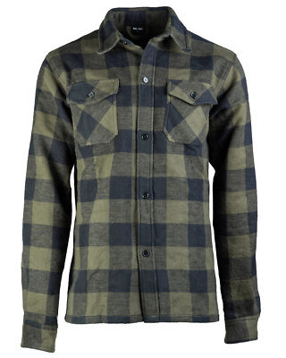 Holzfällerhemd Herren kariert Flanell100% Baumwolle oliv schwere Qualität 330/qm