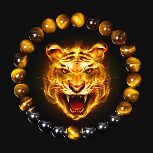 8MM Natural Tiger Eye Beaded Bracelet Men Women Stretch Healing Bracelet for Men - Afbeelding 1 van 18