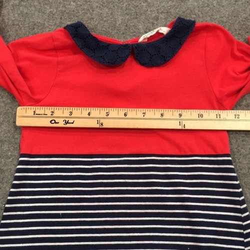 Beebay Girls Sz 4 Colorblock Pattern Striped Dress Lace 100% Cotton - Picture 7 of 10