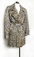 1980's Leopard Print Trench Coat Vintage Lightweight Over Coat Jacket Belted
