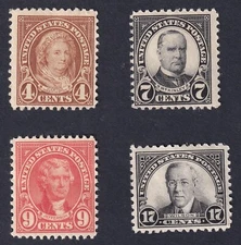 MATT'S STAMPS SCOTT #556, #559, #561, #623 PROMINENT AMERICANS, MHR/MNH CV$62.75