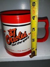  Baltimore Orioles 1987 mug cup Get The Spirit Plastic  Budweiser Beer 