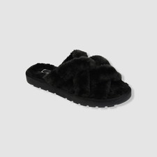 Journee Collection Women's Black Quiet Crisscross Slippers Shoes Size 10