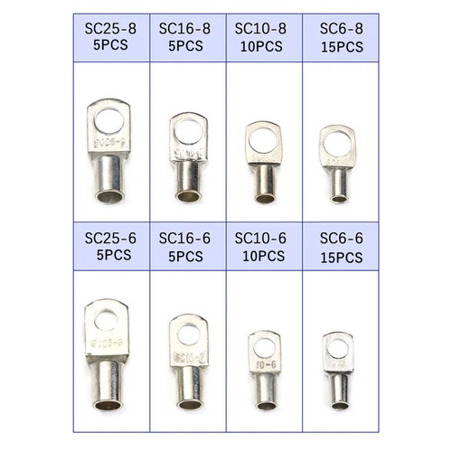 70Pcs Copper Tube Terminals Battery Welding Cable Lug Ring Crimp Connectors Set - Picture 5 of 18