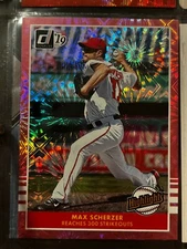 2019 Panini Donruss Baseball Highlights Insert Pink Fireworks #H5 Max SCHERZER