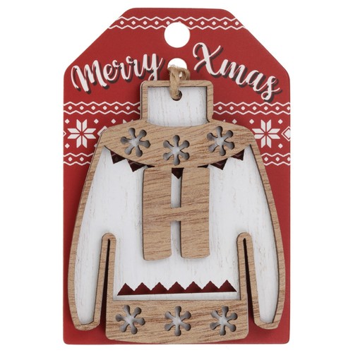 Christmas Jumper Wooden Tree Decoration Personalised Bauble Xmas Red Green White - Picture 87 of 199