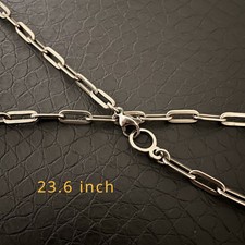 New Pure Titanium Necklace Wide 5mm Flat O-chain Anti Allergic Fashion 23.6 Inch