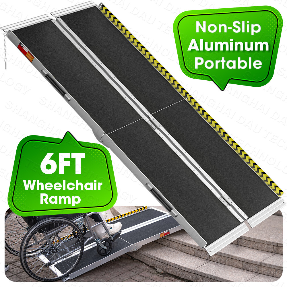 6 FT Aluminum Folding Portable Wheelchair Ramp Mobility Handicap threshold Ramp