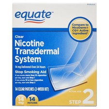Equate Nicotine Transdermal System Step 2 Clear Patches 14 mg 14 Sealed OPEN BOX