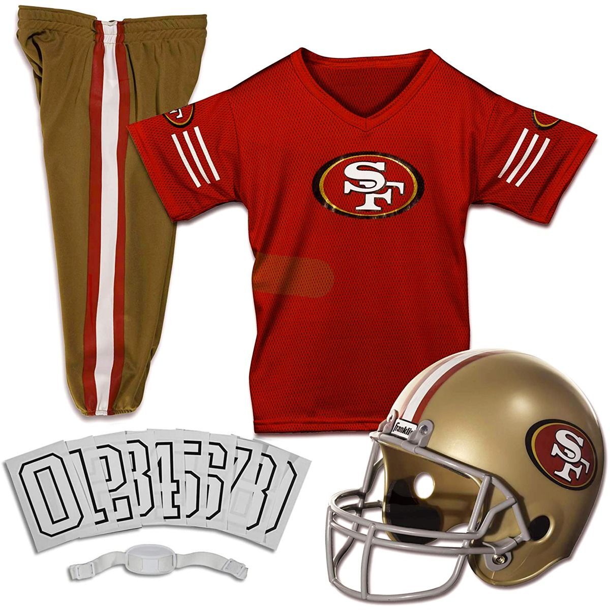 San Francisco 49ers Kids NFL 10pc Deluxe Football Uniform