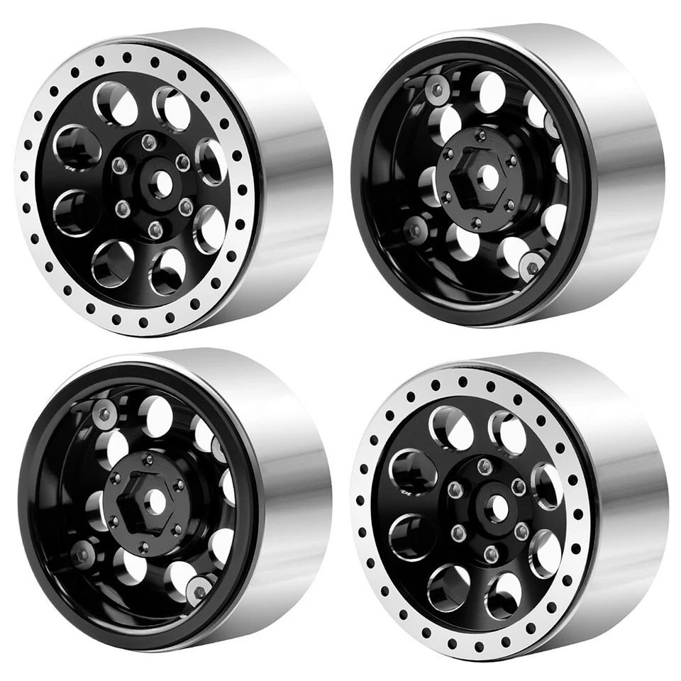 FLYXM 4Pcs 1.3inch Alum Beadlock Wheel Rims for TRX4M SCX24 1/24 1/18 RC Crawler - Image 2 of 4