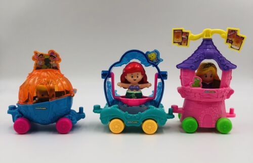 Fisher Price Little People Disney Princess Train Cars Cinderella,Ariel,Rapunzel - Foto 1 di 11