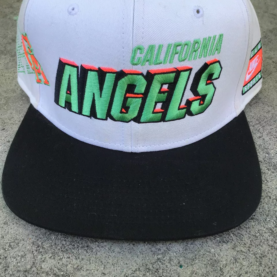 California Angels Retro Team Nike Hat Snapback Cap MLB Green Pink *STAINED* LA - Image 3 of 4