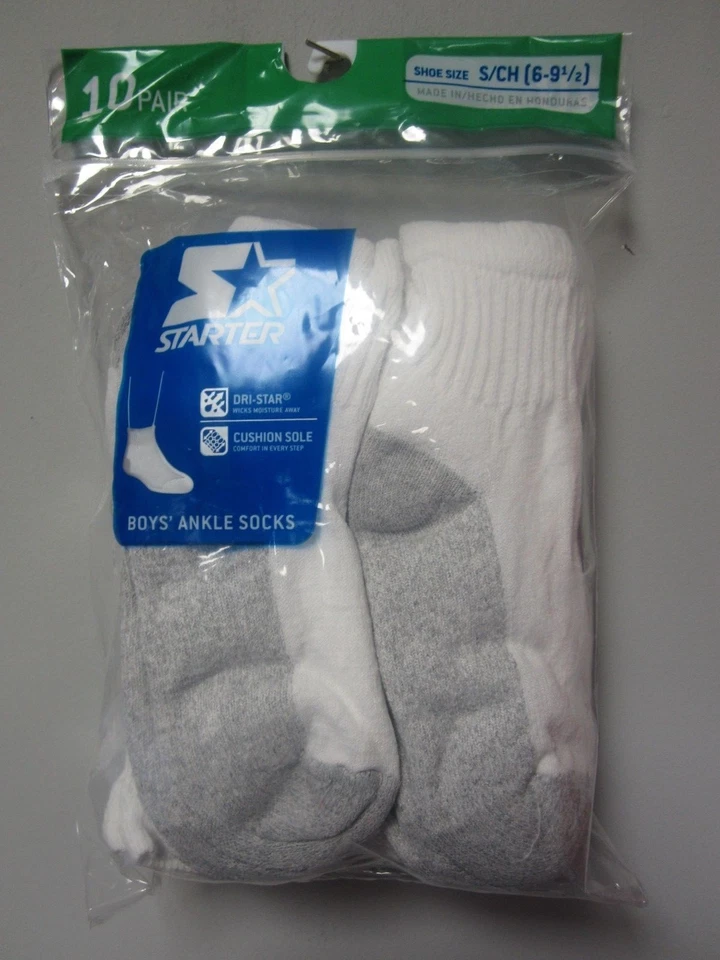 Starter 10-Pair Boys White Ankle Socks Shoe Size S (6-9 1/2) - Image 2 of 4