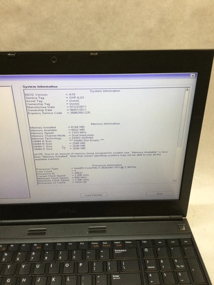 Dell Precision M4600 15.6" Intel i7-2820QM 2.3 GHz 6GB RAM NO HDD NO OS AS IS DW - Image 2 of 4