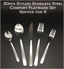 30pcs - Neuf Modern,Stylish & Classic Stainless Steel Flatware Set pour 6