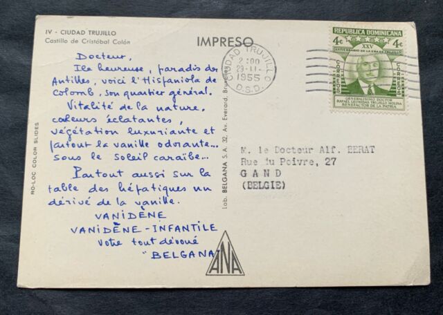 Dominican Republic 1955 - used postcard to Gand Belgium