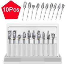 10PCS 1/4 Double-Cut Tungsten Steel Carbide Rotary Burr Die Grinder Shank Bit