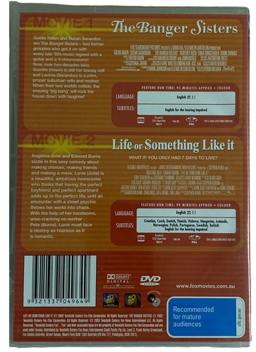 DVD 2 Movie Pack The Banger Sisters + Life Or Something Like It Region 4 NEW - Picture 3 of 4