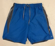 Vintage Y2K Nike Swim Trunks Swimsuit Mens Large Blue Gray Drawstring Summer