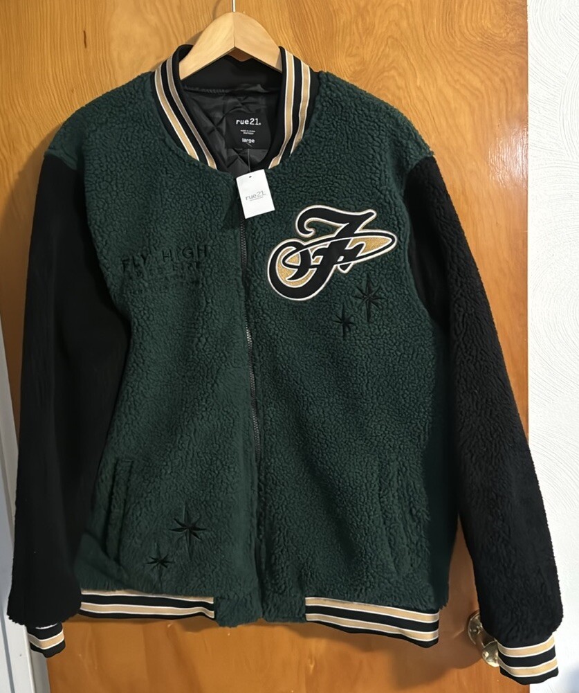 Men's Large Green Fleece Bomber Jacket by Rue21-image