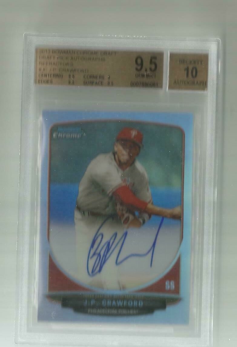 J.P. Crawford 2013 Bowman Chrome Draft Refractor Auto BGS 9.5/10