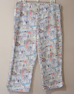 White Stag Women's Size 18 Capri Biege Modern City Print #p53-93