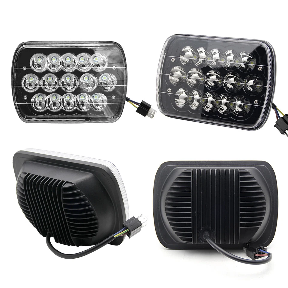 5X7 7x6 黑色 LED 车头灯适用于吉普切诺基 XJ 1984 - 2001 年牧马人 YJ 1986 - 1995 — 第 2/4 张图片
