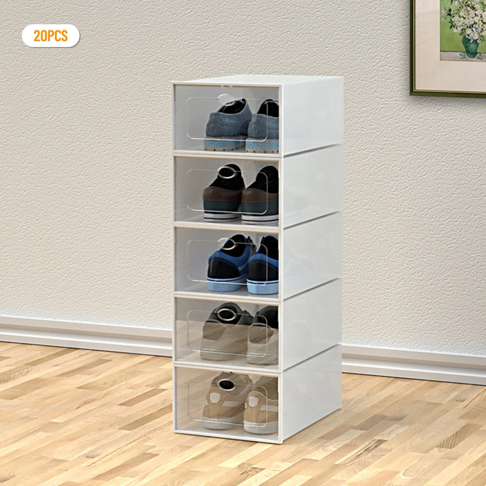 20Pcs Sneaker Display Case Organizer Stackable Shoe Storage Box Durable Plastic - Image 2 of 4