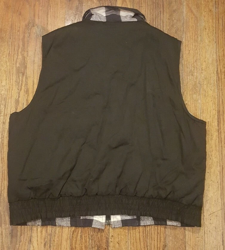 Vintage Woodland Reversible Insulated Hunting Vest Black Plaid Cotton Mens XL - Image 4 of 4