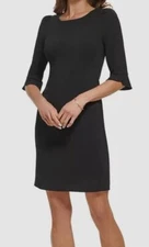 DKNY Women's Black Tulip-Cuff Sheath Dress Size 8