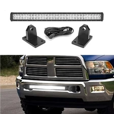 For RAM 2500 3500 4500 32" LED Light Bar Hidden Bumper Tow Hook Brackets & Wire