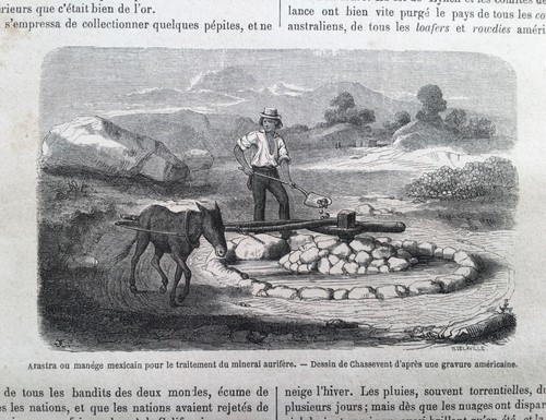 Mining in California, 1860's article and engravings. Prospecting, gold, - Picture 3 of 13