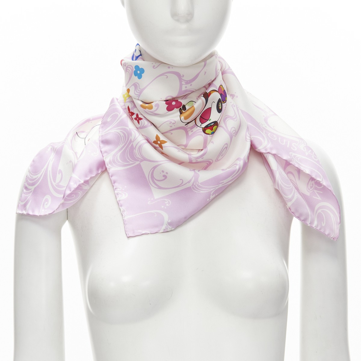 Châle monogram silk scarf Louis Vuitton Pink in Silk - 20963846