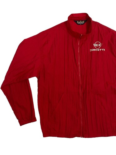 Auburn Sportswear Windbreaker Jacket USA Corvette Red Full Zip Elastic Cuff M - Picture 3 of 17