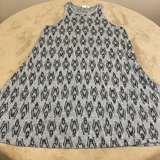 Gap Womens Gray Abstract Stretch Sleeveless Crew Neck Shift Dress Size Medium