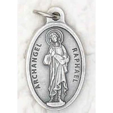 Saint Raphael the Archangel - Pray for Us- Silver tone OX 1 inch Die-Cast Medal
