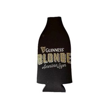 Guinness Blonde American Lager Zippered Beer Koozie Bottle Jacket Black Gold